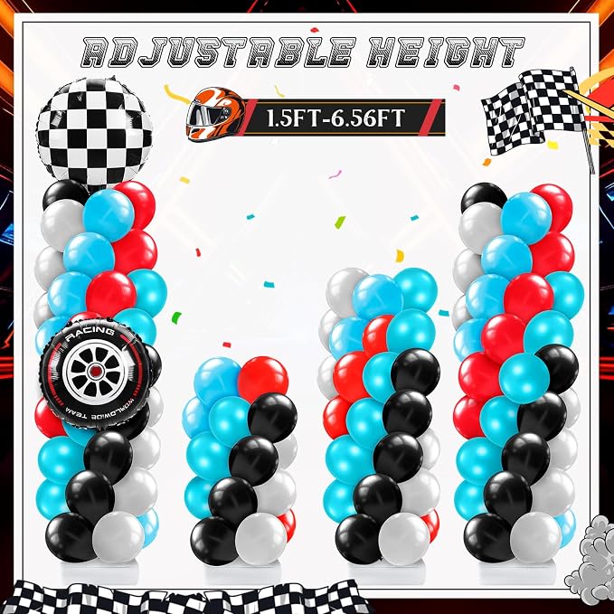 Kasyat 2 Sets Race Car Column Stand Kit Two Balloon Garland Arch Kit Dusty Blue - Image 5