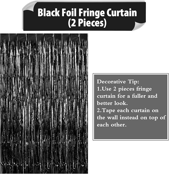 2 Pack Fringe Curtains Foil Shiny Fringe Backdrop Tinsel Door Streamers Foil - Image 7