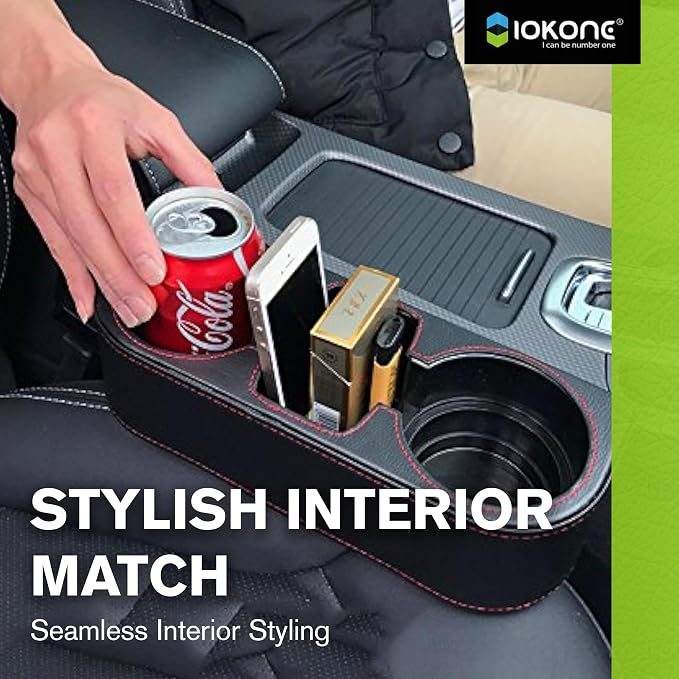 Car Cup Holder, PU Leather, Car Seat Gap Filler Organizer, Front Seat Organizer - Image 9