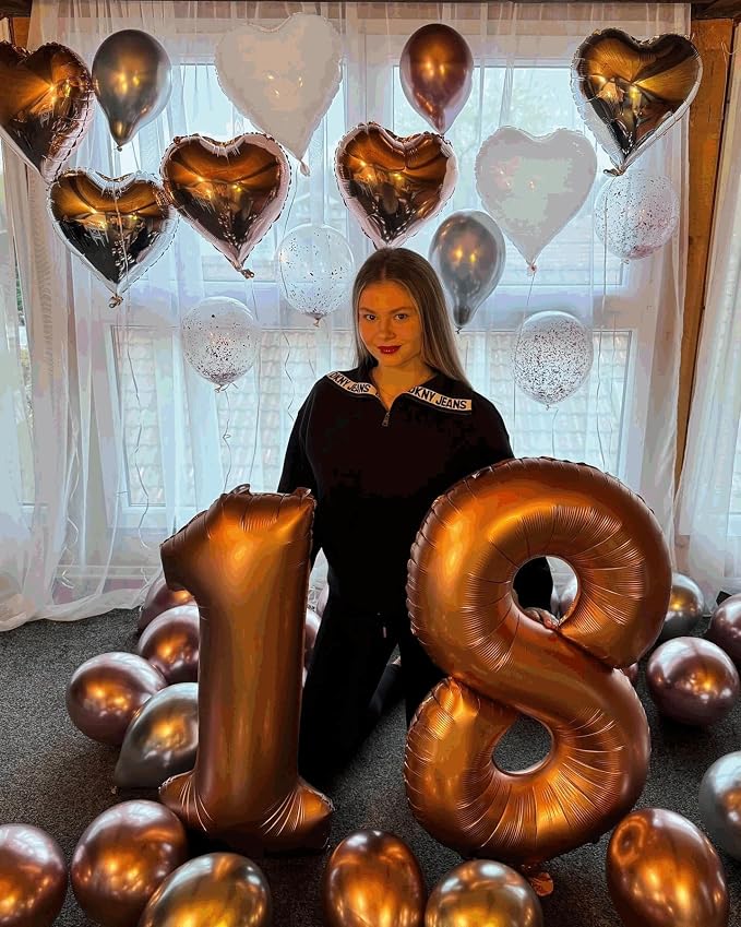 0 Balloon - Brown Birthday Number Balloons, 40 Inch Decorations Men Women | - Image 2