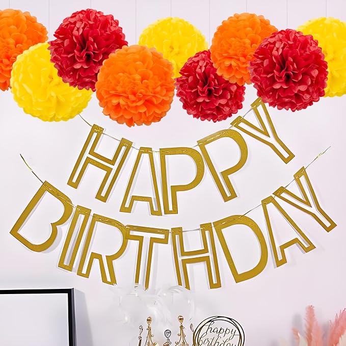 Red Orange and Yellow Tissue Pom Poms Paper Kit DIY Decorative Flowers Ball - Image 2