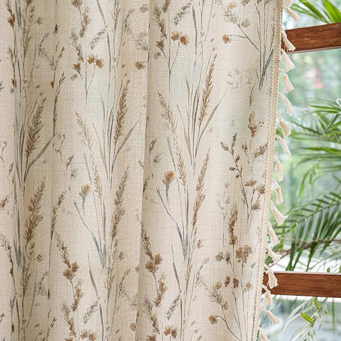 ENJOYBRIDAL Floral Curtains 96 Inches Long Boho Semi Sheer Drapes - Image 5