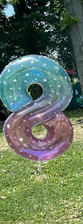 Number Balloons 40 Inch Pink Blue Purple 7 Balloon - Image 4