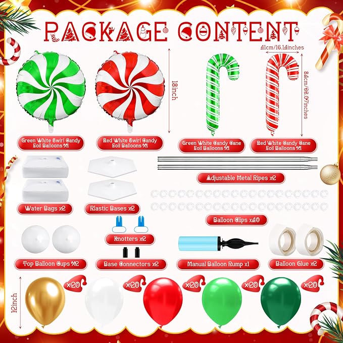 Kasyat 2 Sets Christmas Candy Balloon Column Stand Kit - Image 2