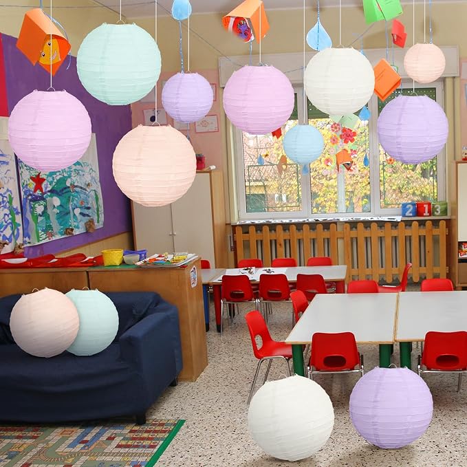16 Pcs Pastel Paper Lanterns Party Decorations 4'' 6'' 8'' 10'' Colorful - Image 4