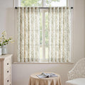 jinchan Green Floral Linen Curtains 54 Inch Vintage Back Tab 2 Panels | Light by JINCHAN