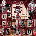 Graduation Decorations Class of 2026 Maroon Balloon Boxes and Arch Garland Kit by makegraduationunforgettable