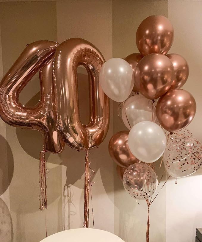 Rose Gold 40 Number Balloons, 40 Inch Giant Number 40 Balloons Foil Mylar - Image 6