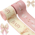 YKW 2.5 Inch Baby Pink Ribbon Wired Edge Teddy Bear Hot Air Balloon Ribbon by YKW