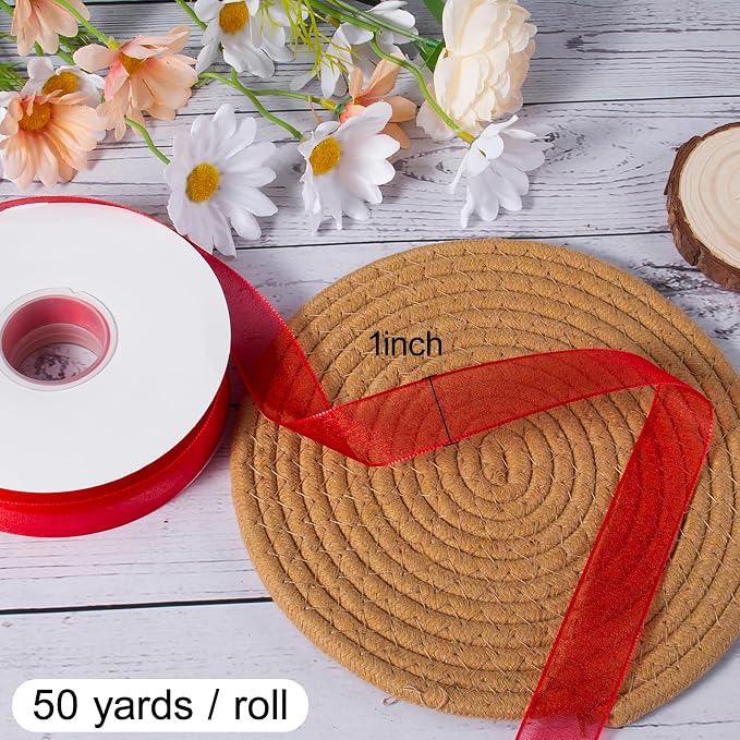 Sheer Organza Ribbon 1 Inch Chiffon Ribbons - Image 3