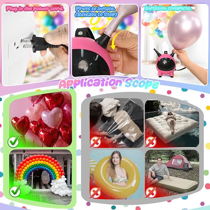 Balloon Pump Electric, Portable Balloons Inflator Air Pump Dual Nozzle - Image 6
