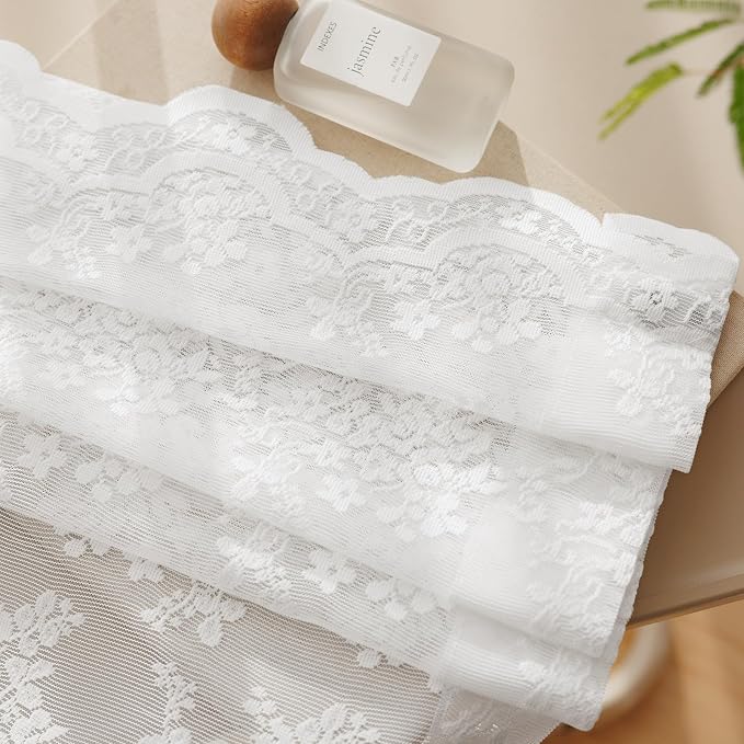 Anmao Vintage Lace Curtains 84 Inches Long 2 Panels Set, Romantic Elegant Light - Image 8