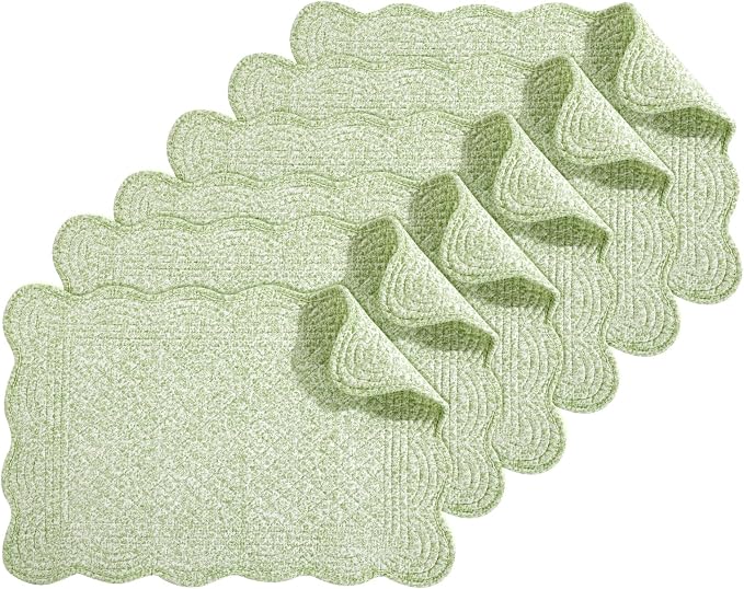 HOMBYS Quilted Placemats Set of 6 Washable-13x18 inches Rectangular Placemats by HOMBYS