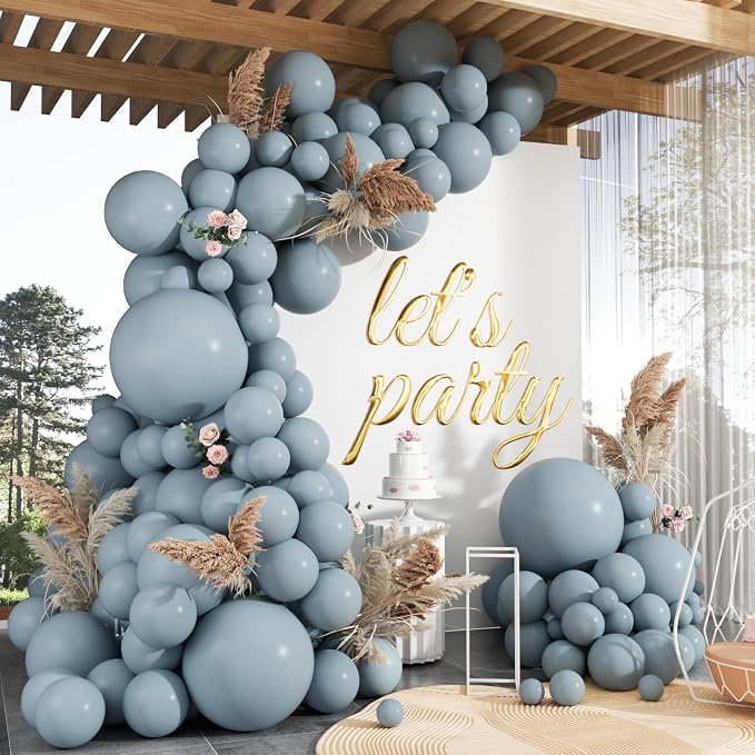 102pcs Different Sizes Dusty Blue Balloon Arch Kit, 18/12/10/5Inch Balloons | by ZizasAry
