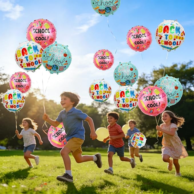 12 Pcs Back to School Balloons, Colorful 18 inch Round Printed Balloons - Image 7