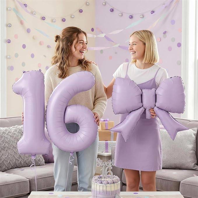40 Inch Light Purple Number Balloons 0-9 - Image 3