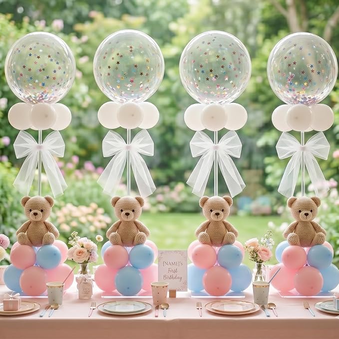6 Pack 23.6 Inch Clear Acrylic Balloon Stands, 23.6 Inch Balloon Stand Kit - Image 4