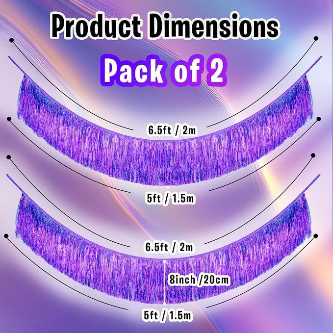 2 Pack Lavender Purple Tassel Garland Fringe Banner Perfect - Image 3