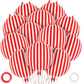 12 Pcs Red and White Striped Balloons, 18 Inch Carnival Balloons Halloween Foil by YOTHORN