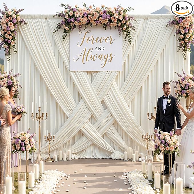40ftx10ft Wrinkle Free Beige Backdrop Curtains by ENJOYYOURPARTY