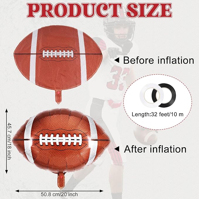 12 Pcs Football Balloons, 18 Inch Football Foil Balloons, Football Party - Image 2