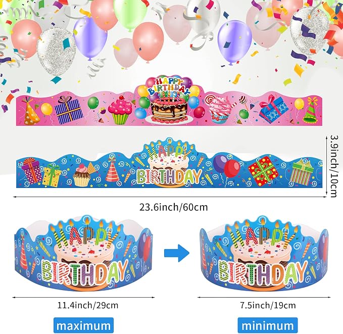 Hooqict 30 Pcs Birthday Crowns for Classroom Party Hats Birthday Hats for Kids - Image 3