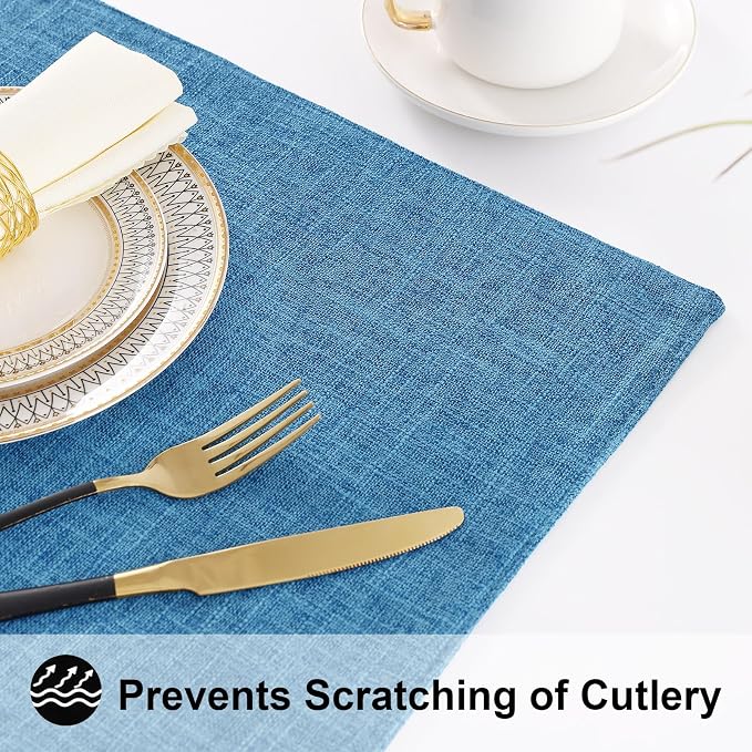 homing Faux Cotton Linen Placemats Set of 6, Cloth Washable Farmhouse Dining - Image 4
