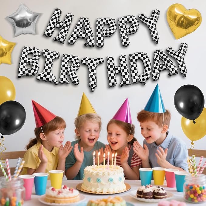 CANREVEL Happy Birthday Banner Decorations + Sign Balloons, - Image 6