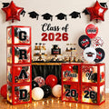 2026 Graduation Decorations Include String LED, Glitter Banner, 4 Red Balloon by Actilize