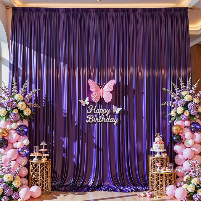 20x10ft Purple Glitter Backdrop Curtain - Image 7