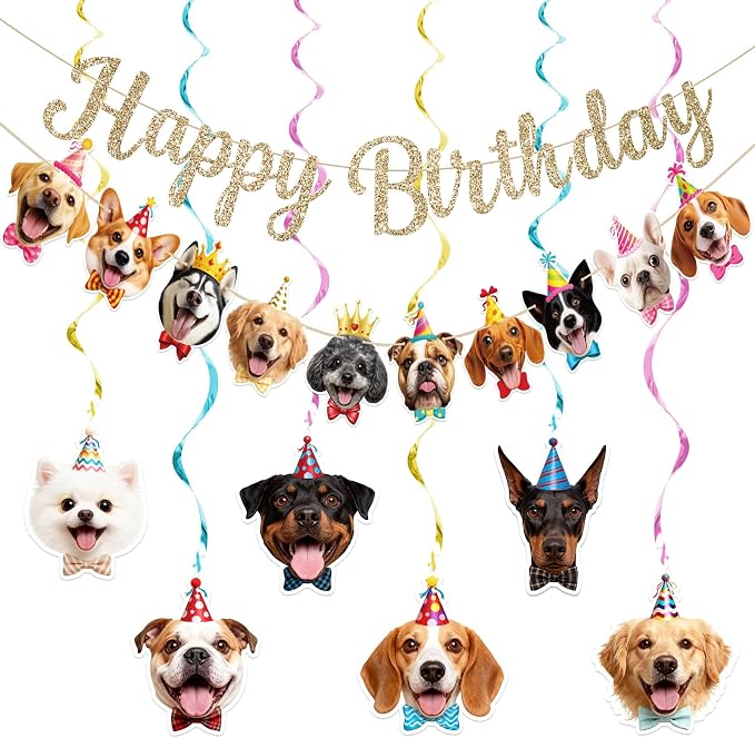 Alynta Dog Happy Birthday Banner Pre-Strung Dog Birthday Party Decorations | NO by Alynta