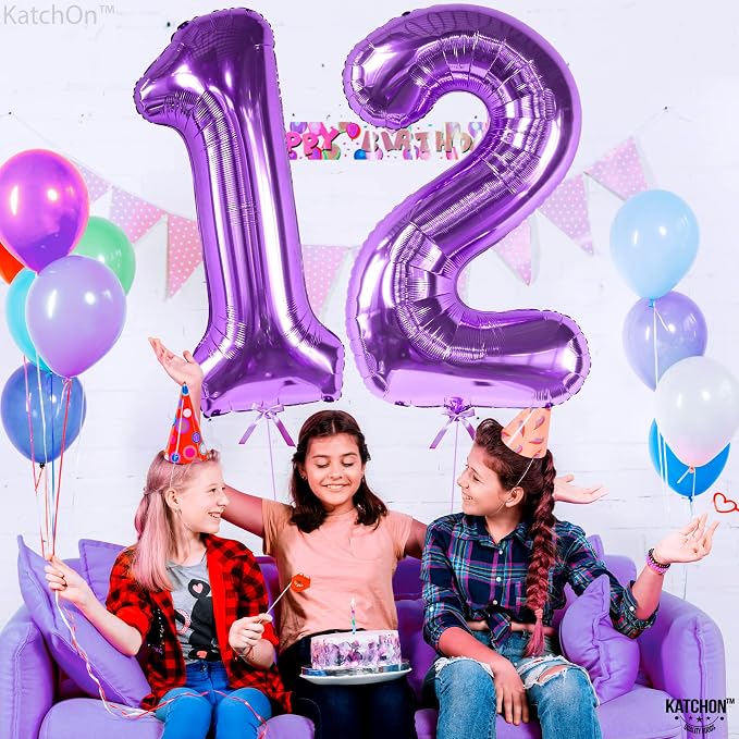 KatchOn Purple Number 12 Balloon 40 Inch, 12th Birthday Balloon Decor | 12th - Image 6