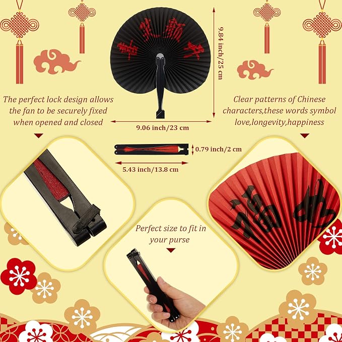 Jetec 30 Pcs Chinese Folding Hand Fans, Oriental Japanese Paper Handheld Fans - Image 2