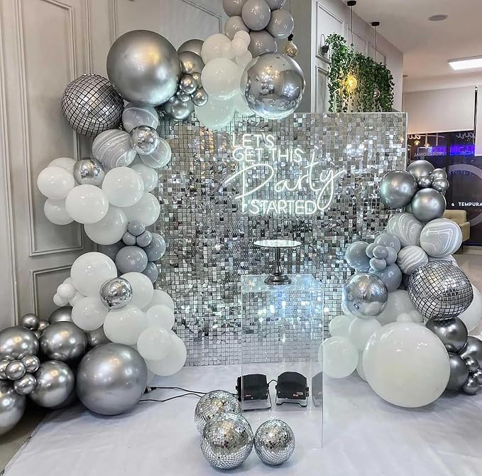 12 Inch Metallic Silver Balloons, Baby Shower, Graduate Party Decorations - Image 6