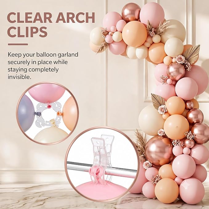 15 Pack Clear Balloon Arch Clips w/100 Pcs Balloon Rings - Image 2