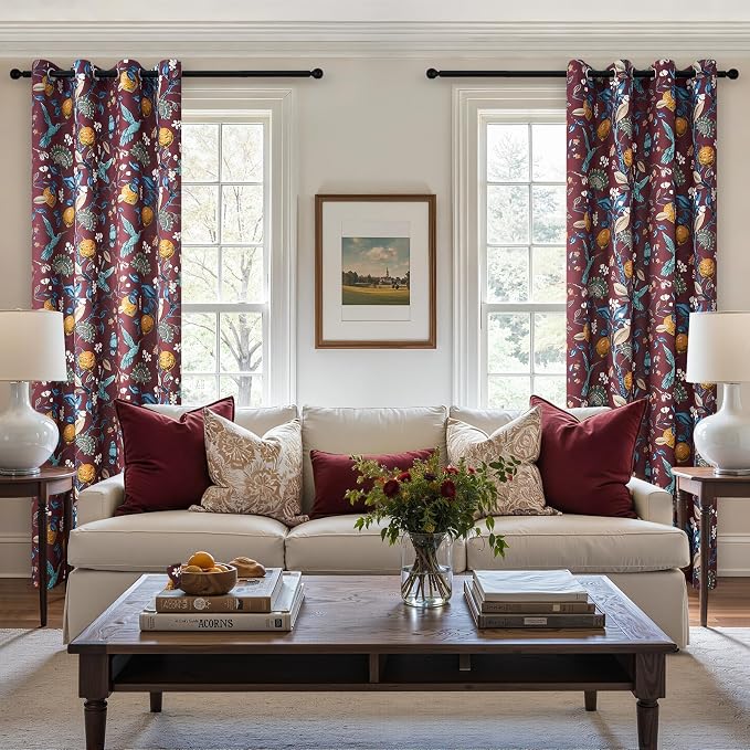 Topfinel Rust Floral Curtains 96 Inches Long 2 Panels Unique Beige Luxury - Image 4