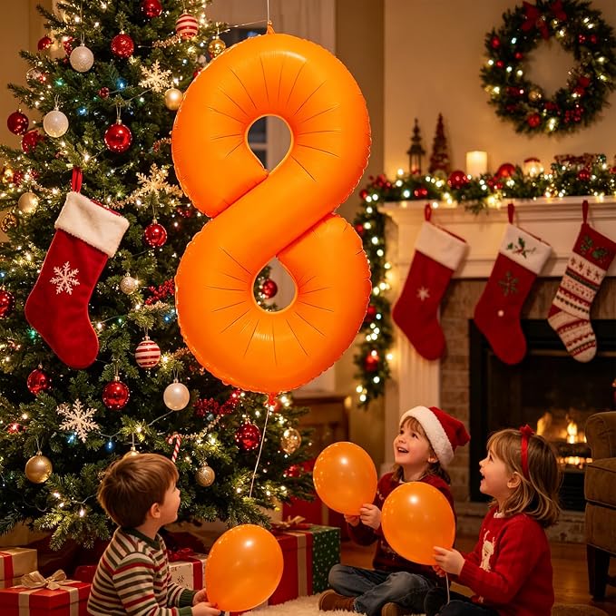Fluorescent Orange Number Balloon 40 inch Giant Foil Helium Balloons Orange - Image 5