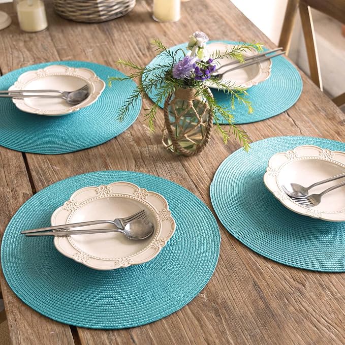 FunWheat Round Braided Placemats Set of 6 Table Mats - Image 6