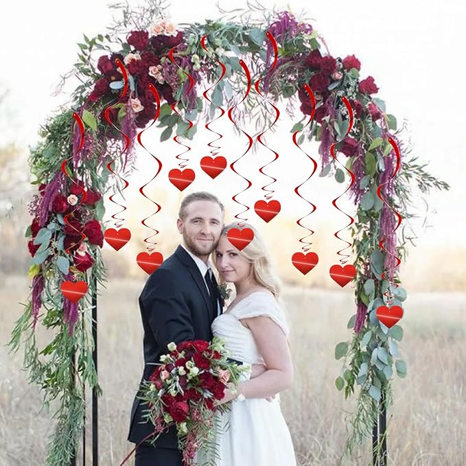 BEISHIDA Red Heart Hanging Swirl Valentine Day Decoration Pre-Strung Hanging - Image 5