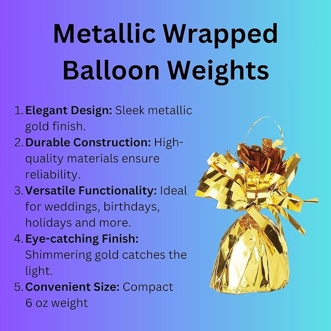 Beistle 50804-GD Metallic Wrapped Balloon Weights - Image 3