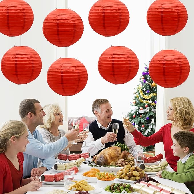 Red Paper Lanterns Round Shape Chinese Japanese Lanterns - Image 5