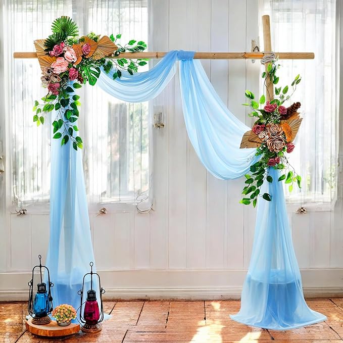 MDS Halloween Chiffon Draping Fabric - 2 Panel, 30" Wide x 100ft Long - Sheer Spooky Arbor & Canopy Drapery for Haunted House Backdrops, Party Ceilings, DIY Costumes & Themed Events - Turquoise