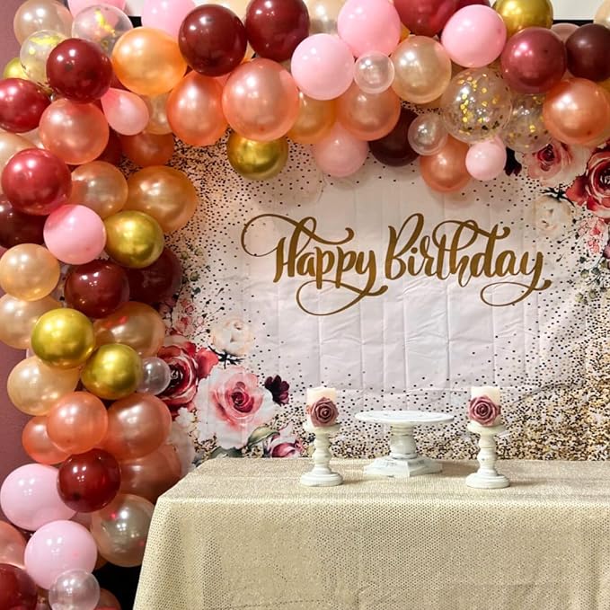 Burgundy Rose Gold Balloon 12 Inch Maroon Wine Red Champagne Rose Gold Balloons - Image 4