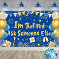Blue Gold I'm Retired Ask Someone Else Backdrop Banner Photography Background by SMENGGIL