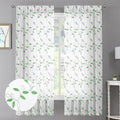 Tollpiz Green Leaf Sheer Curtain Living Room Short 54 x 54 Inches | Leaves by Tollpiz