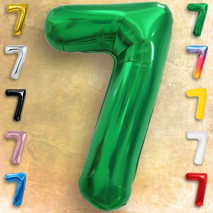 Green Number Balloon 7 Mylar Foil Balloons 16 inch - Image 5