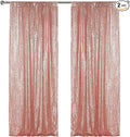 Sugargirl Rose Gold Sequin Backdrop Curtain 2 Panels 2FTx8FT Glitter Rose Gold by Sugargirl