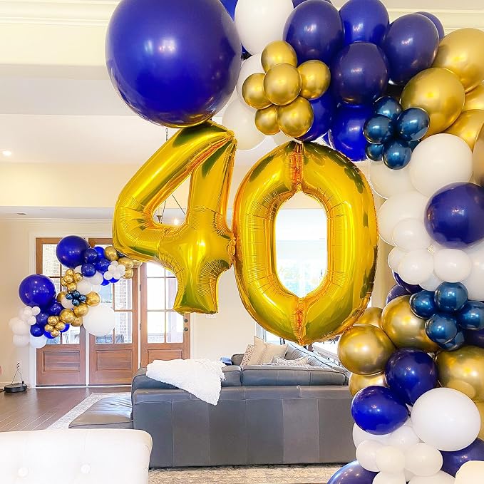 Voircoloria 148pcs Navy and Gold Balloons Arch Kit, 18 12 10 5 Inch | - Image 4
