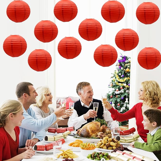 Red Paper Lanterns Round Shape Chinese Japanese Lanterns - Image 6