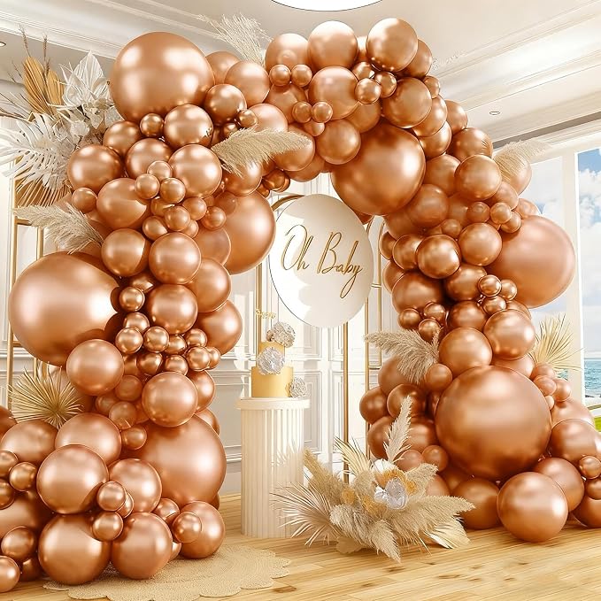 412pcs Metallic Rose Gold Balloon Garland Arch Kit 18 12 10 5 Inch Different by PAXILE